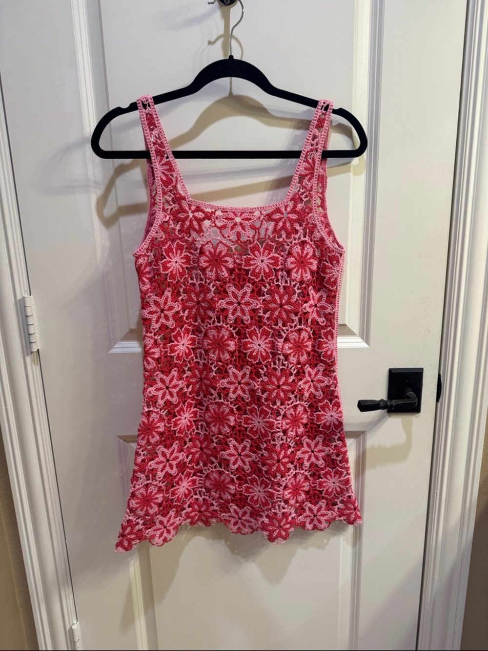 Zara Pink Floral Crochet Tank Coverup